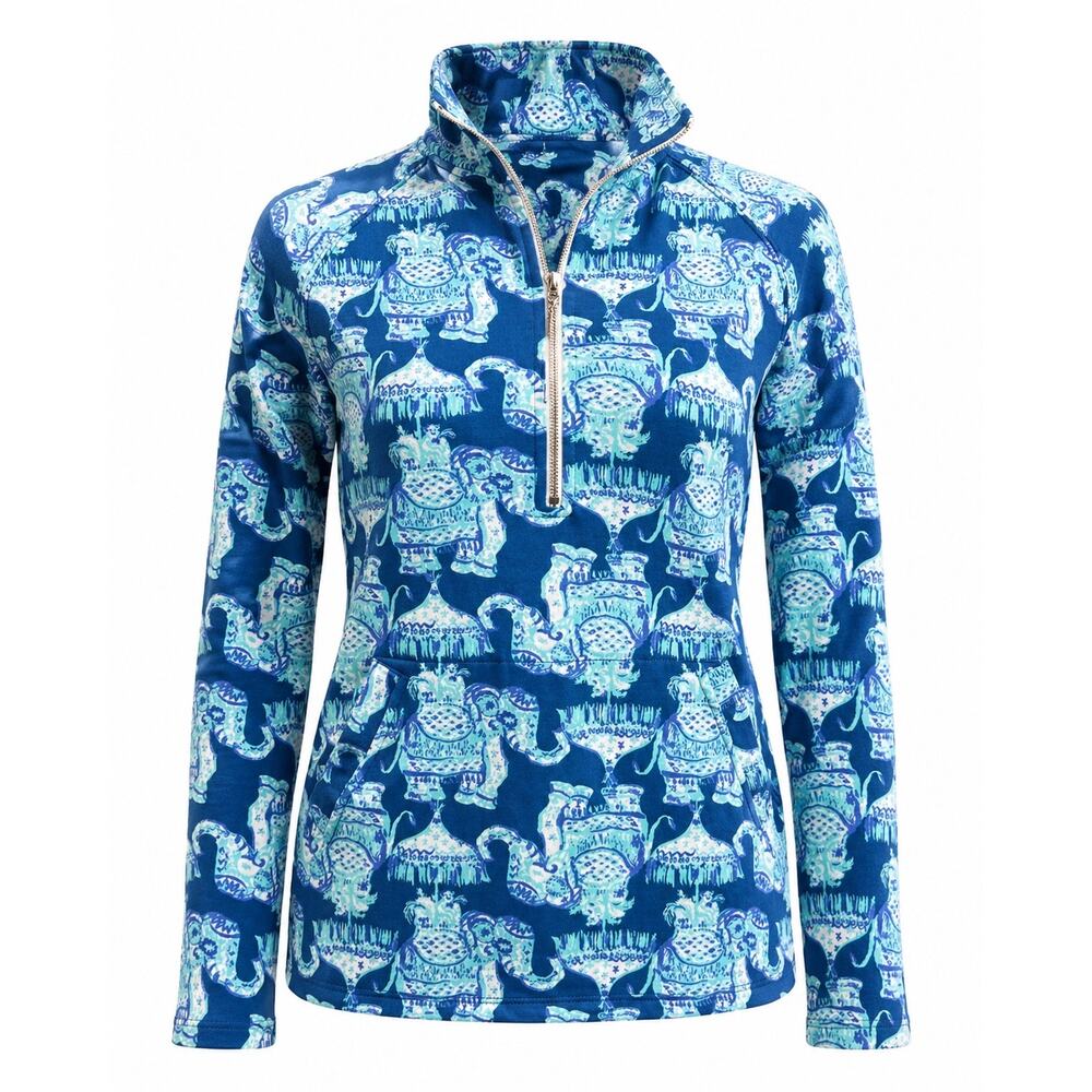 Lilly Pulitzer XXS UPF 50+ Skipper Popover in the Tons of Fun elephant print